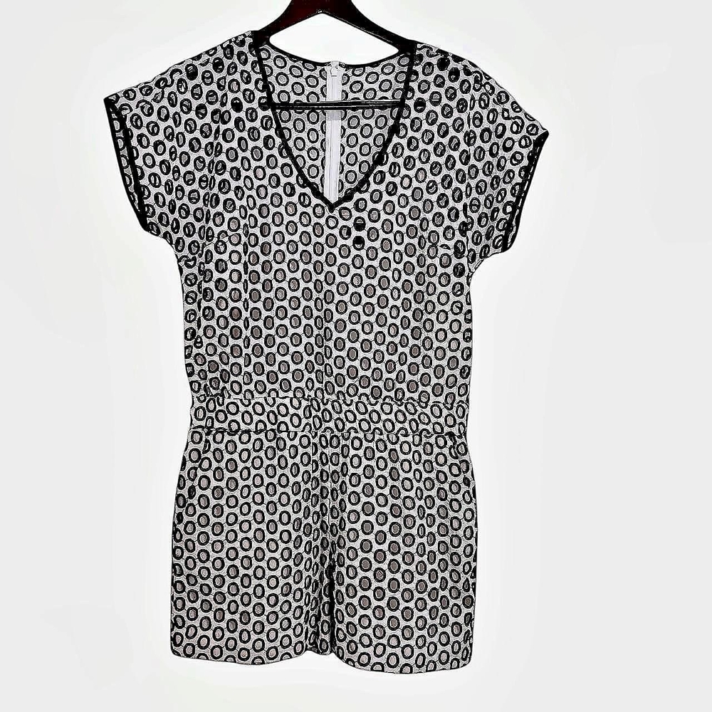 J. Crew Black & White Oval-Print Romper